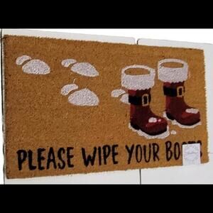 29"x17"  Santa "Wipe Ypur Boots" Christmas Coir Outdoor Mat Brown Allure Home